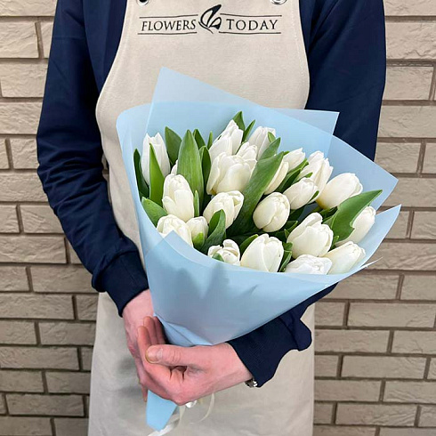 29 белых тюльпанов