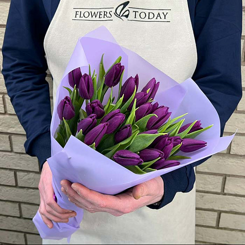 29 фиолетовых тюльпанов