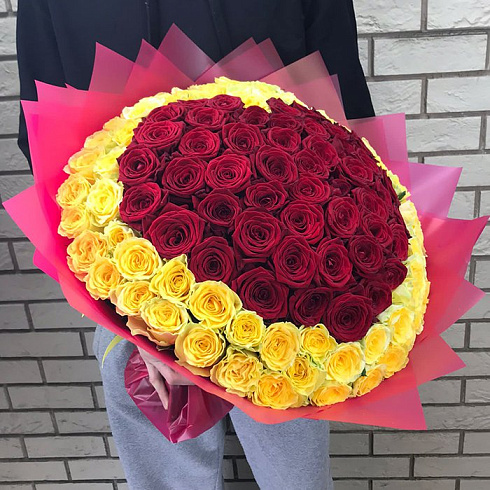 Сердце из роз микс