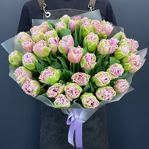 Пионовидные нежно розовые тюльпаны