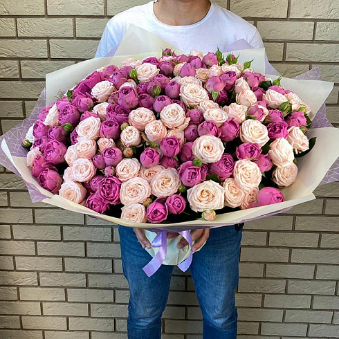 Пионовидные кустовые розы микс