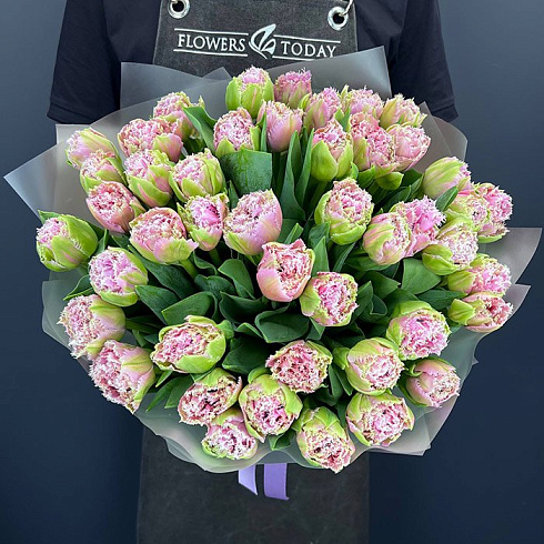 Пионовидные нежно розовые тюльпаны