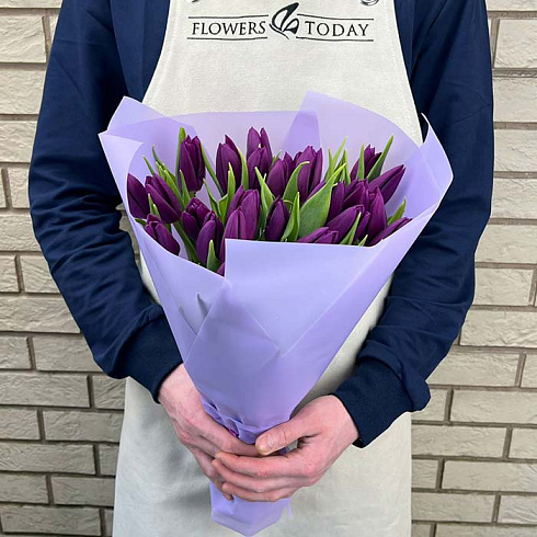 29 фиолетовых тюльпанов