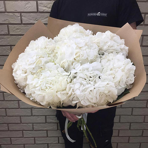 Белые гортензии в крафте