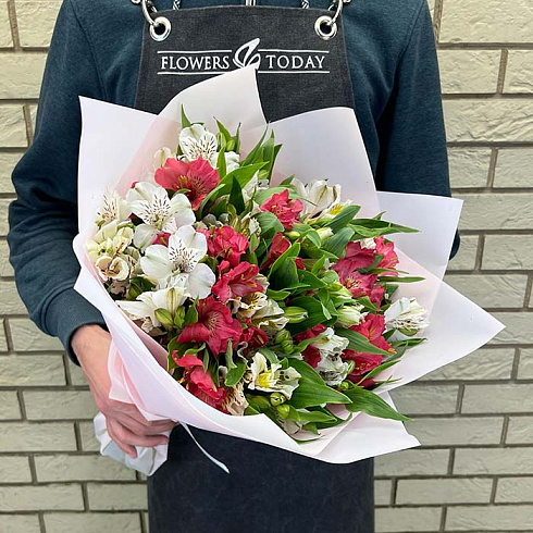 Белые и розовые альстромерии