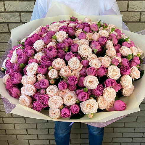 Пионовидные кустовые розы микс