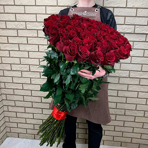 Длинные красные розы, 120см